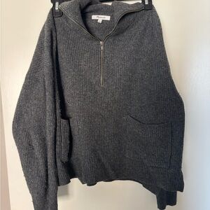 Madewell Dark Gray Ribbed Half-Zip Sweater